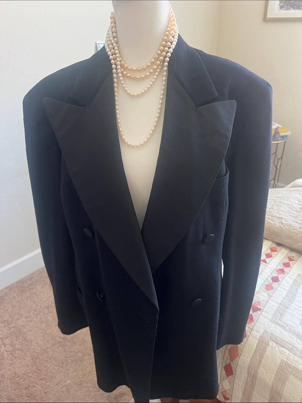 Victorian Era Black Double-Breasted Blazer Coat